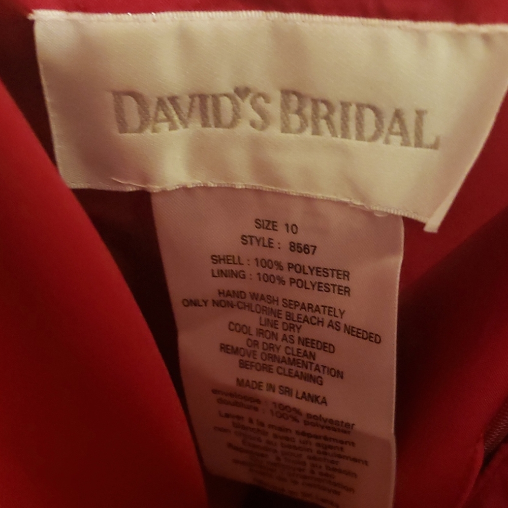 David's Bridal red strapless dress - Picture 2 of 6